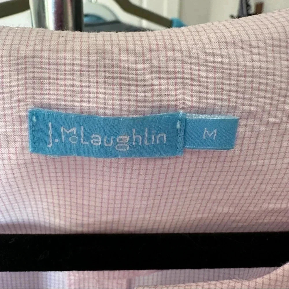 J McLaughlin Pink Cotton Embroidered Tunic Blouse‎ Top Size Medium Preppy Boho - Picture 3 of 14